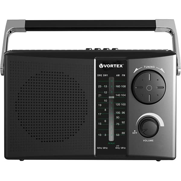 Radio portabil VORTEX VO2606, FM, Bluetooth, USB, Baterii R20 x 2, negru WALTI