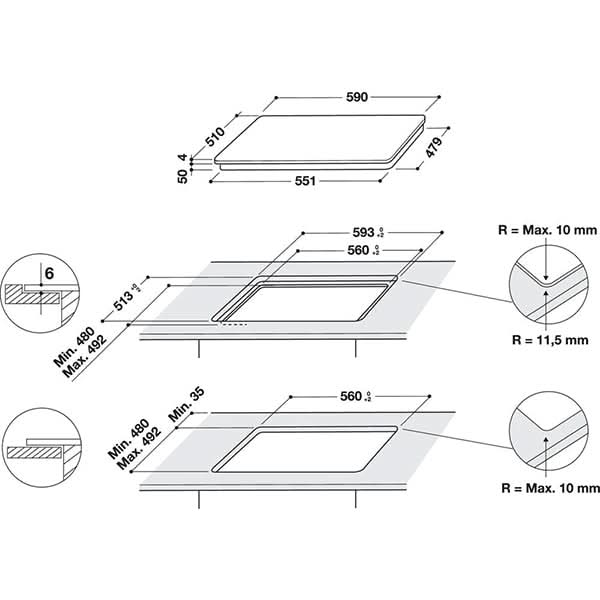 Plita incorporabila WHIRLPOOL WS Q2160 NE, Inductie, 4 arzatoare, Touch Control, negru WALTI