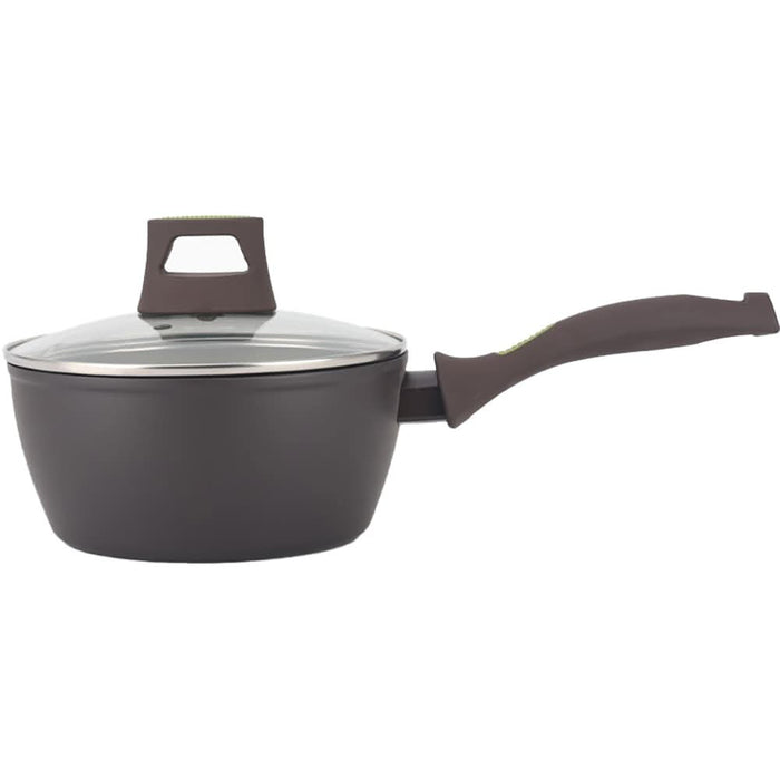 Cratita cu capac pentru sos AMERCOOK Avocado AC0108404.18, 1.5l, 18 cm, aluminiu forjat, negru-verde WALTI