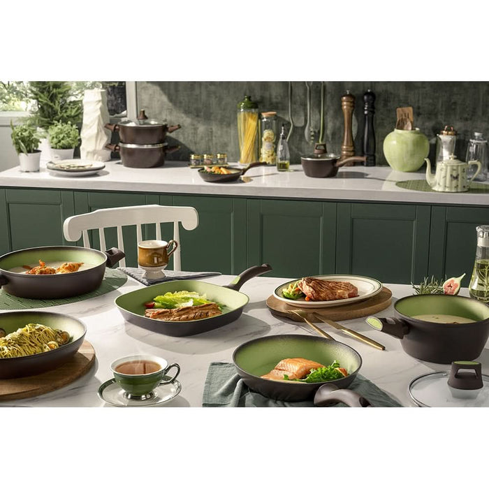 Tigaie grill AMERCOOK Avocado AC0108408.28, 28 cm, aluminiu forjat, negru-verde WALTI
