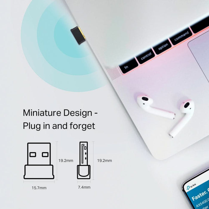 Adaptor nano USB Wireless TP-LINK Archer T2UB Nano AC600, Dual-Band 200 + 433 Mbps, v4.2, negru WALTI