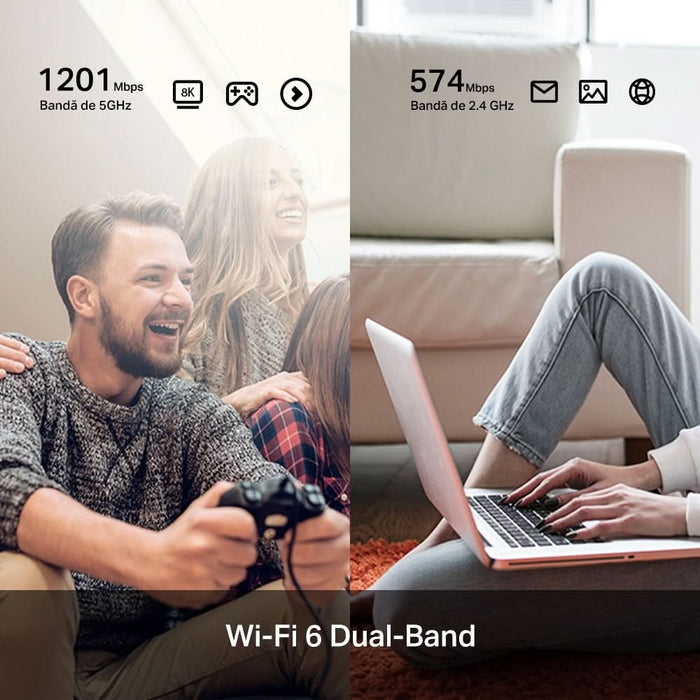 Adaptor USB Wireless TP-LINK Archer TX20U Plus AX1800, Wi-Fi 6, Dual-Band 574 + 1201 Mbps, negru WALTI