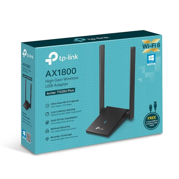 Adaptor USB Wireless TP-LINK Archer TX20U Plus AX1800, Wi-Fi 6, Dual-Band 574 + 1201 Mbps, negru WALTI