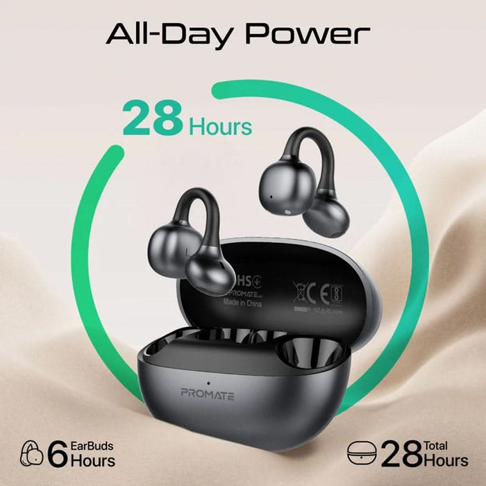 Casti PROMATE AirClip-Pro, True wireless, Bluetooth, Open-ear, Microfon, negru WALTI