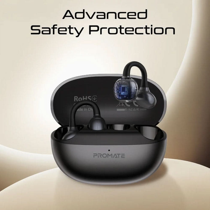 Casti PROMATE AirClip-Pro, True wireless, Bluetooth, Open-ear, Microfon, negru WALTI