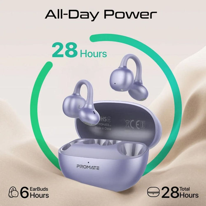 Casti PROMATE AirClip-Pro, True wireless, Bluetooth, Open-ear, Microfon, violet WALTI