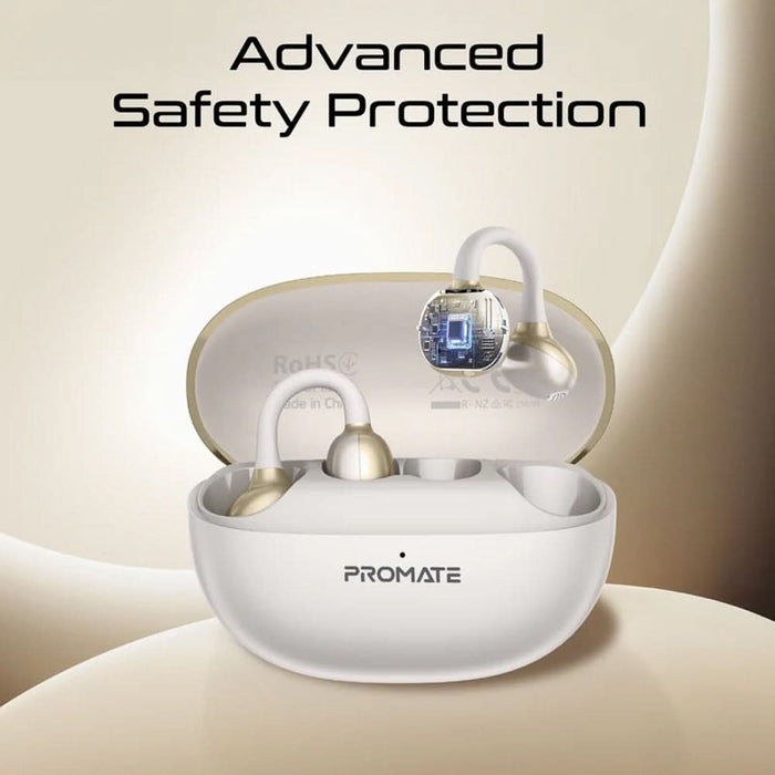 Casti PROMATE AirClip-Pro, True wireless, Bluetooth, Open-ear, Microfon, alb WALTI