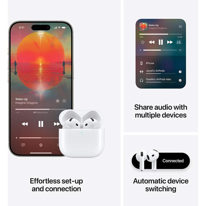 Casti APPLE AirPods 4, True Wireless, Bluetooth, In-Ear, Microfon, Carcasa Incarcare USB-C, alb WALTI
