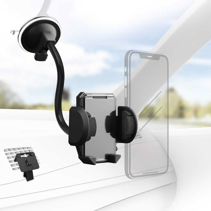 Suport auto universal HAMA Multi 2in1 201521, parbriz/ventilatie, negru WALTI