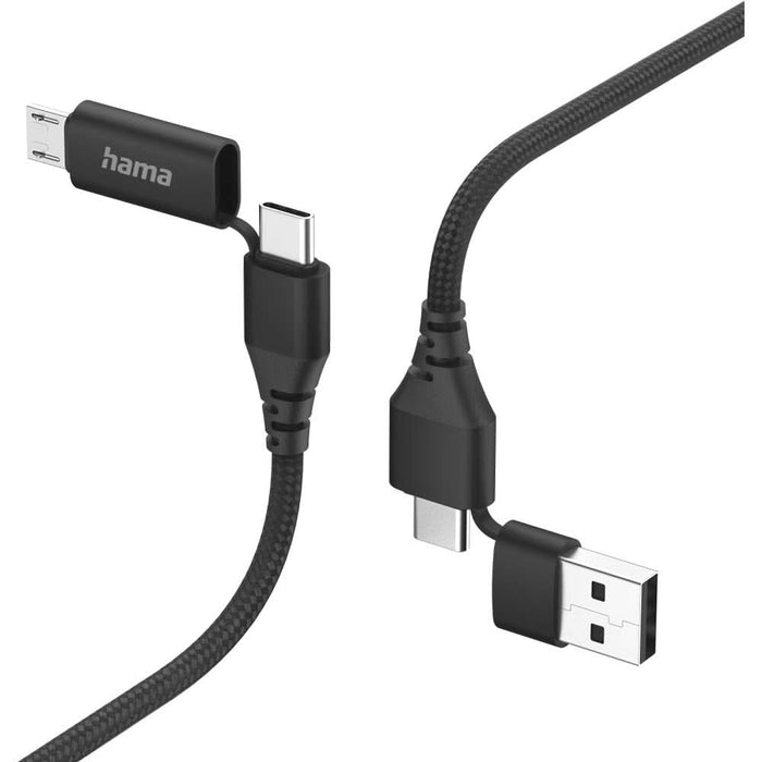 Cablu date 4 in 1 HAMA 201537, USB-C/USB-A - USB-C/MicroUSB, 1.5m, negru WALTI