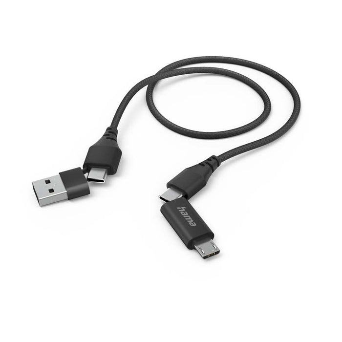Cablu date 4 in 1 HAMA 201537, USB-C/USB-A - USB-C/MicroUSB, 1.5m, negru WALTI