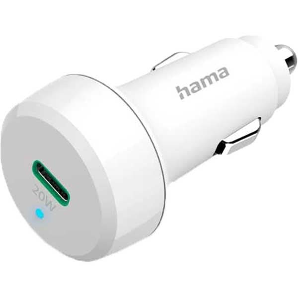 Incarcator auto HAMA 201611, 1x USB-C, Power Delivery (PD) 20W, cablu Lightning, alb WALTI