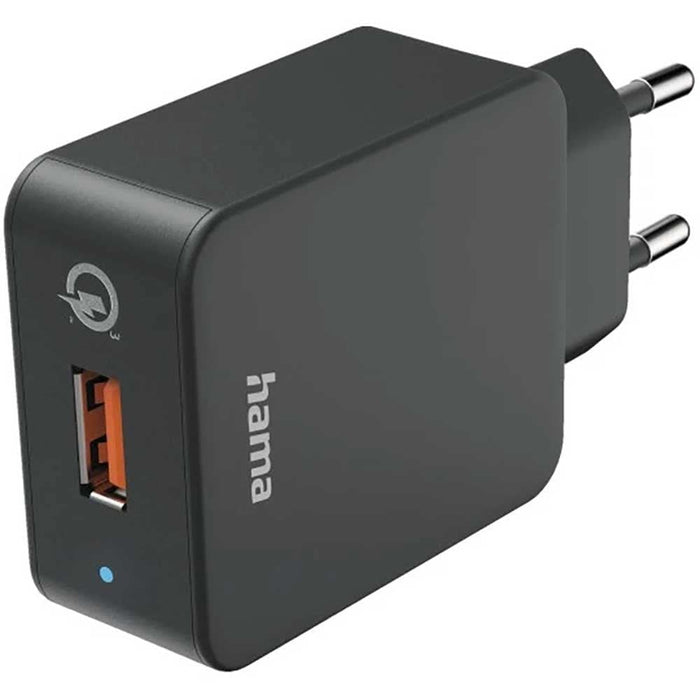 Incarcator retea HAMA 201625, 1xUSB-A, Quick Charge 3.0, 19,5W, Cablu USB-A - USB-C, negru WALTI