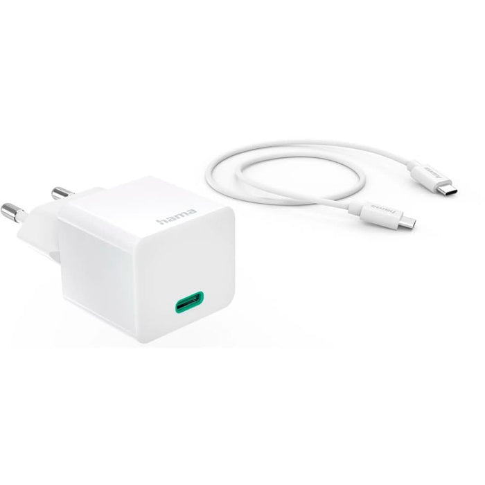 Incarcator retea HAMA 201675, 1xUSB-C, Power Delivery (PD), 20W, Cablu USB-C, alb WALTI