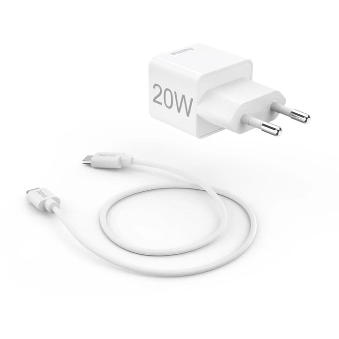 Incarcator retea HAMA 201675, 1xUSB-C, Power Delivery (PD), 20W, Cablu USB-C, alb WALTI