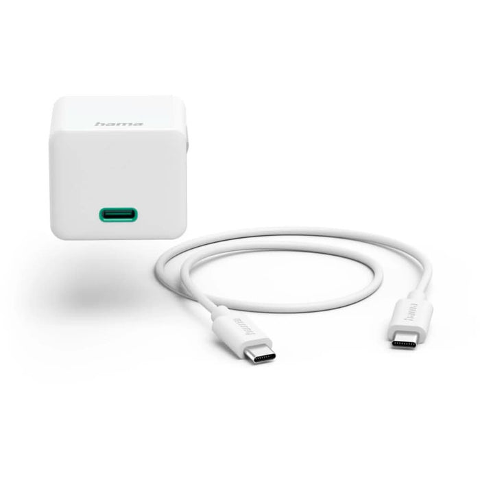 Incarcator retea HAMA 201675, 1xUSB-C, Power Delivery (PD), 20W, Cablu USB-C, alb WALTI