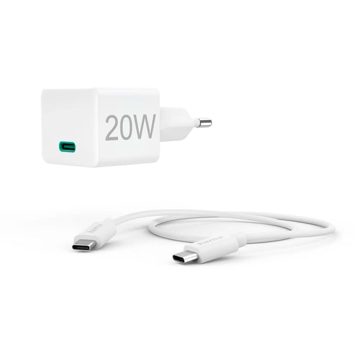 Incarcator retea HAMA 201675, 1xUSB-C, Power Delivery (PD), 20W, Cablu USB-C, alb WALTI