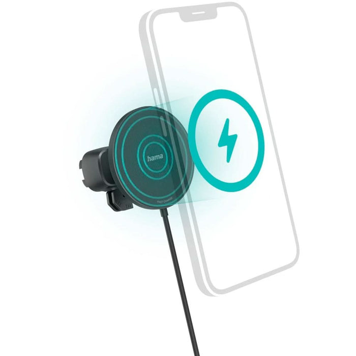Incarcator wireless auto HAMA MagCharge Car FC15 201697, 15W, MagSafe, negru WALTI