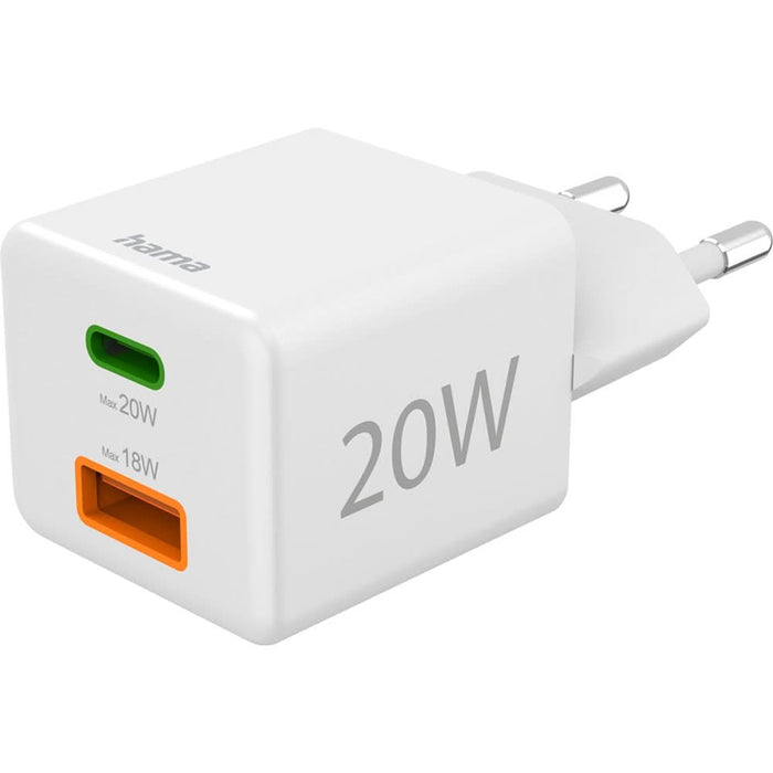 Incarcator retea HAMA 201991, 1xUSB-A, 1x USB-C, Power Delivery (PD), Quick Charge 3.0, 20W, alb - WALTI WALTI