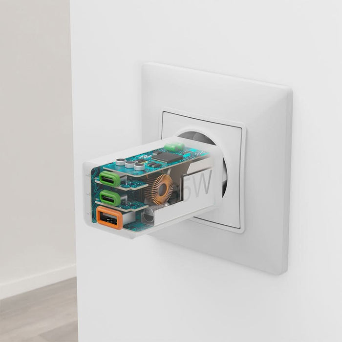 Incarcator retea HAMA 201996, 2x USB-C, 1x USB-A, Power Delivery (PD), Quick Charge 3.0, GaN, 65W, alb WALTI