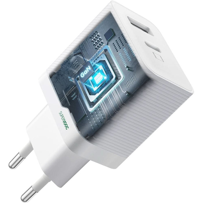 Incarcator retea OPPO Supervooc, 1x USB-A, 1x USB-C, 33W, alb WALTI