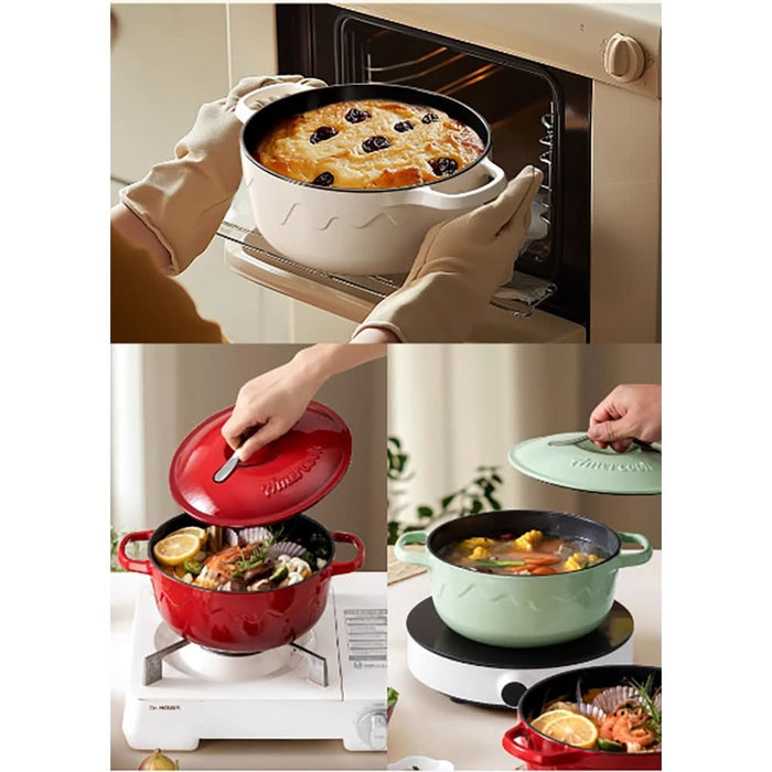 Cratita cu capac AMERCOOK Alfetta AC.0522WE, 2.8l, 22 cm, fonta, alb WALTI