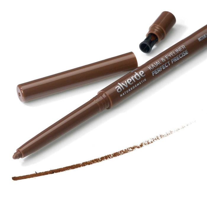 alverde NATURKOSMETIK Creion de ochi și tuș de pleoape, Perfect Precise – nr. 03 Brown, 1 buc WALTI
