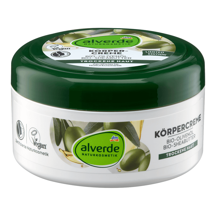 alverde NATURKOSMETIK Cremă de corp cu ulei de măsline Bio și unt de Shea Bio, 300 ml WALTI