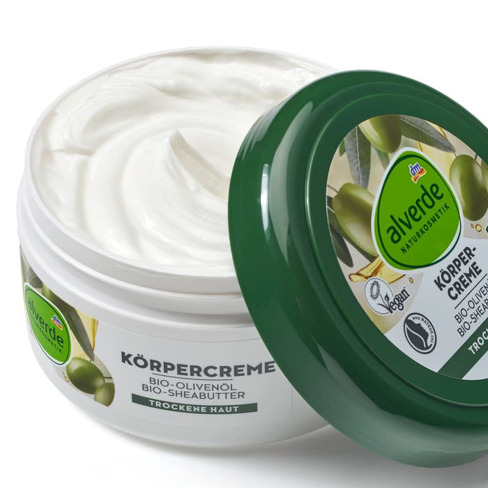 alverde NATURKOSMETIK Cremă de corp cu ulei de măsline Bio și unt de Shea Bio, 300 ml WALTI