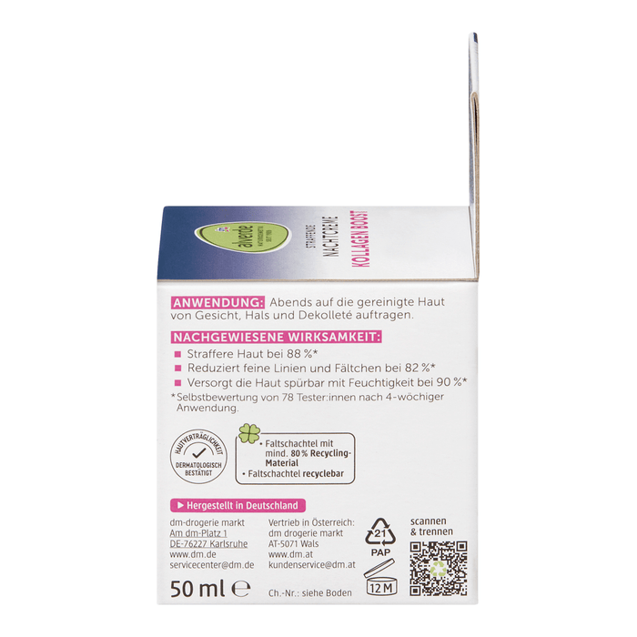 alverde NATURKOSMETIK Cremă de noapte pentru fermitate cu colagen, 50 ml WALTI