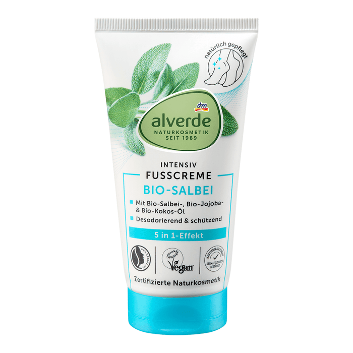 alverde NATURKOSMETIK Cremă pentru picioare 5in1 cu salvie și scoarță de salcie, 75 ml WALTI