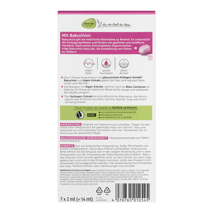 alverde NATURKOSMETIK Fiole tratament față pentru Kollagen Boost (7 x 2 ml), 7 buc WALTI