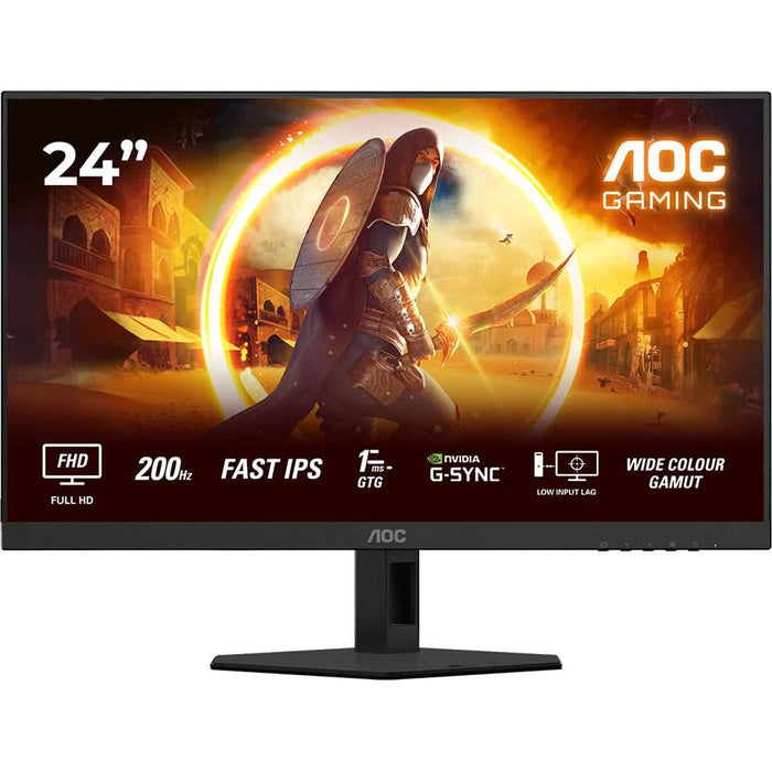 Monitor Gaming WLED FAST IPS AOC 24G4HRE, 23.8", Full HD, 200Hz, HDR10, Adaptive Sync, boxe, negru WALTI