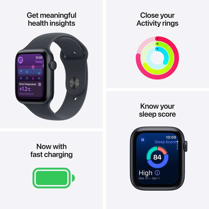 Apple Watch SE 3, GPS, 44 mm, Midnight Aluminium Case, Midnight Sport Band - S/M WALTI