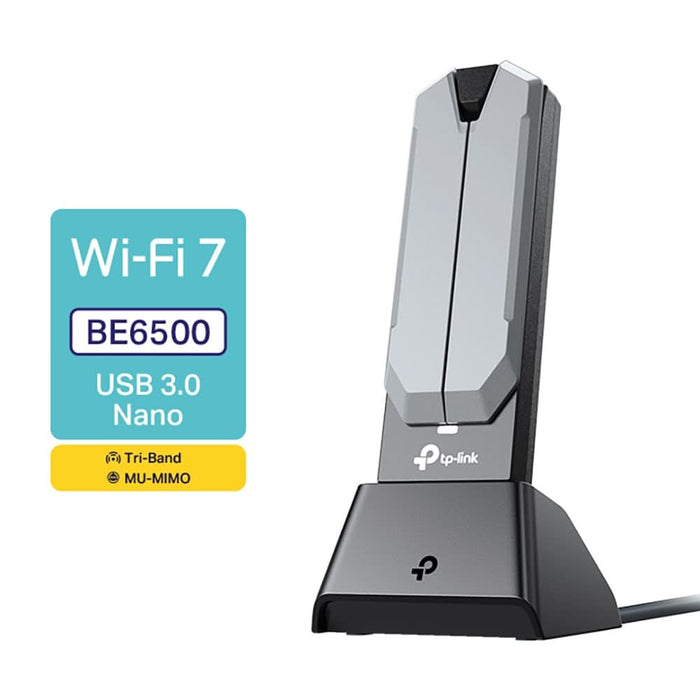 Adaptor USB Wireless TP-LINK Archer TBE400UH BE6500, Wi-Fi 7, Tri-Band 688 + 2882 + 2882 Mbps, gri WALTI