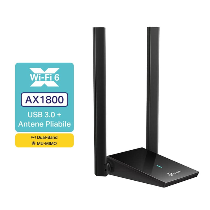 Adaptor USB Wireless TP-LINK Archer TX20U Plus AX1800, Wi-Fi 6, Dual-Band 574 + 1201 Mbps, negru WALTI