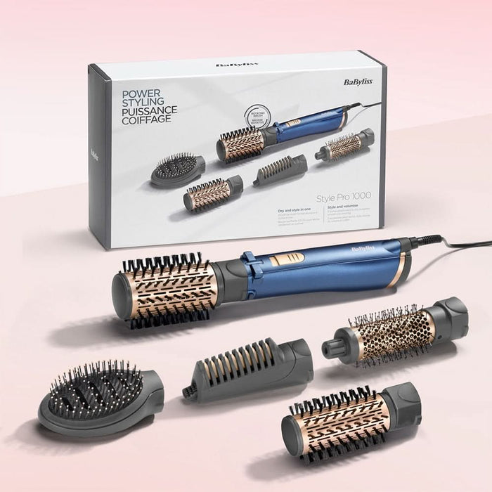 Perie rotativa BABYLISS AS966ROE, 1000W, 2 trepte temperatura, albastru WALTI