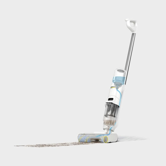 Aspirator vertical cu spalare KARCHER FCV 2 Natural 10561010, 0.42l, 21.6V, pana la 25min, alb-galben WALTI