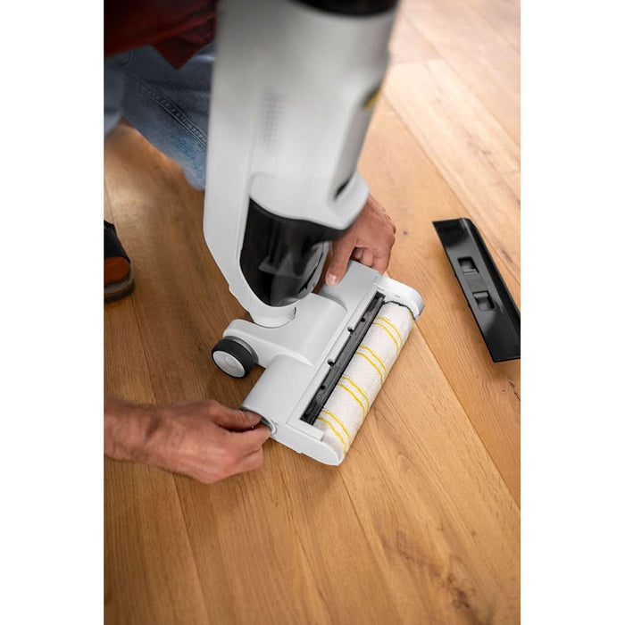 Aspirator vertical cu spalare KARCHER FCV 2 Natural 10561010, 0.42l, 21.6V, pana la 25min, alb-galben WALTI