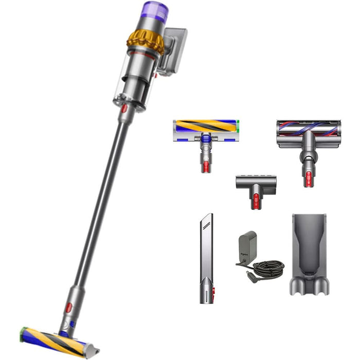 Aspirator vertical DYSON V15 Detect Absolute 49471901, 0.76l, autonomie max 60 min, Senzor Piezo, argintiu-galben WALTI