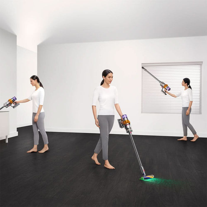 Aspirator vertical DYSON V15 Detect Absolute 49471901, 0.76l, autonomie max 60 min, Senzor Piezo, argintiu-galben WALTI