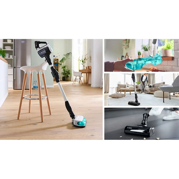 Aspirator vertical 2in1 BOSCH Unlimited 7 ProHygienic Aqua BCS71HYG3, 0.3l, 18V, autonomie max 40 min, alb-negru WALTI