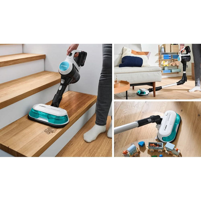 Aspirator vertical 2in1 BOSCH Unlimited 7 ProHygienic Aqua BCS71HYG3, 0.3l, 18V, autonomie max 40 min, alb-negru WALTI