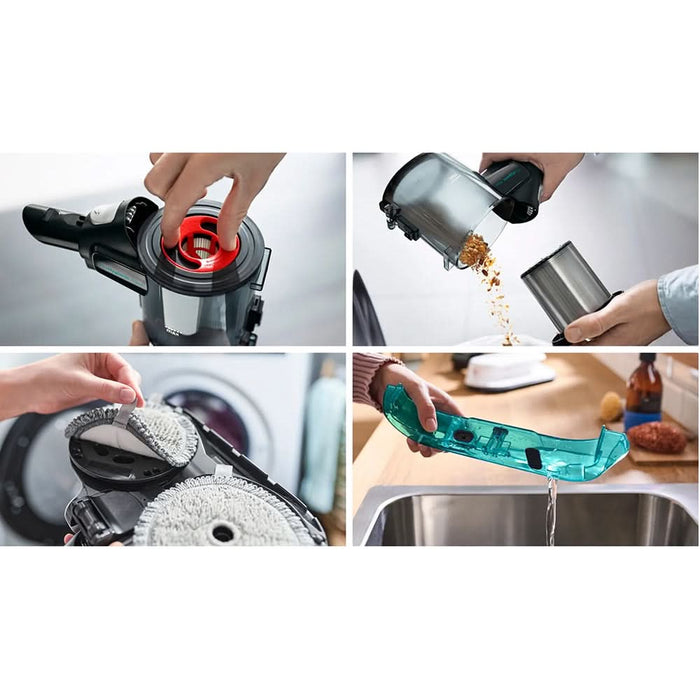 Aspirator vertical 2in1 BOSCH Unlimited 7 ProHygienic Aqua BCS71HYG3, 0.3l, 18V, autonomie max 40 min, alb-negru WALTI