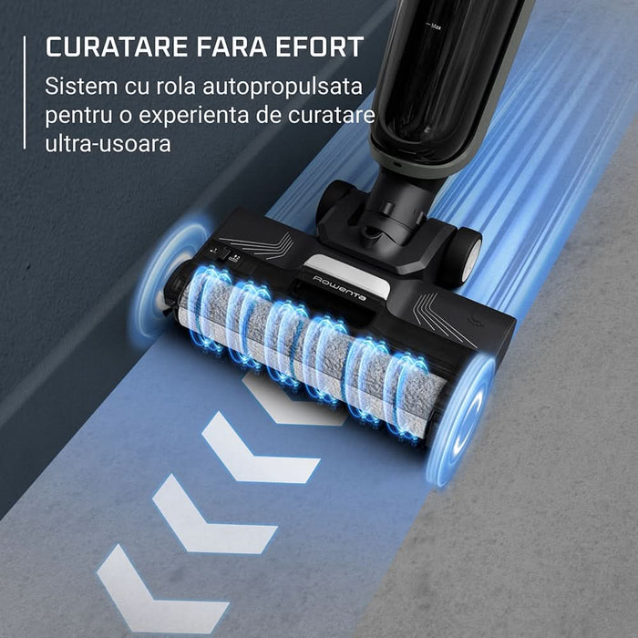 Aspirator vertical cu spalare ROWENTA X-Clean 4 GZ5035WO, 0.73l, 22V, autonomie max 50 min, functie autocuratare, negru WALTI