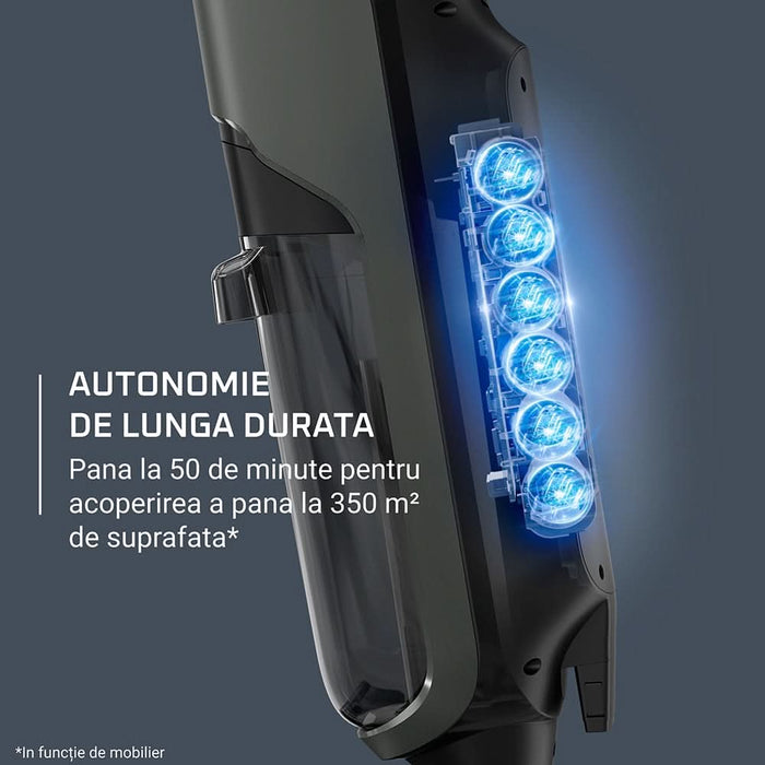 Aspirator vertical cu spalare ROWENTA X-Clean 4 GZ5035WO, 0.73l, 22V, autonomie max 50 min, functie autocuratare, negru WALTI