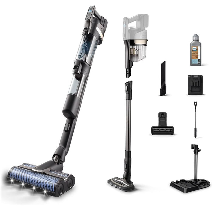 Aspirator vertical PHILIPS AquaTrio Seria 9000 XW9463/11, 0.45l, 25.2V, autonomie max 58 min, PowerCyclone Aqua, albastru-negru WALTI