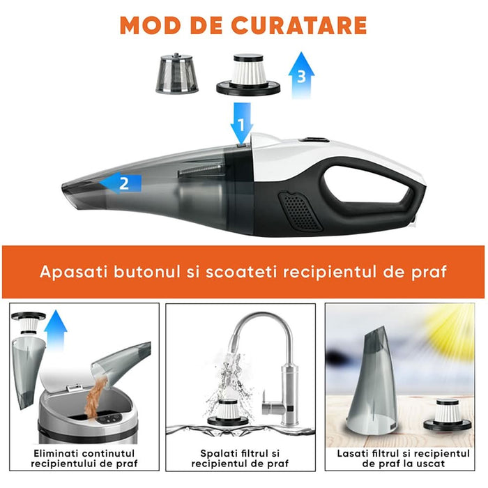 Aspirator auto ROLL FAST 81810R, 150W, alb-negru WALTI