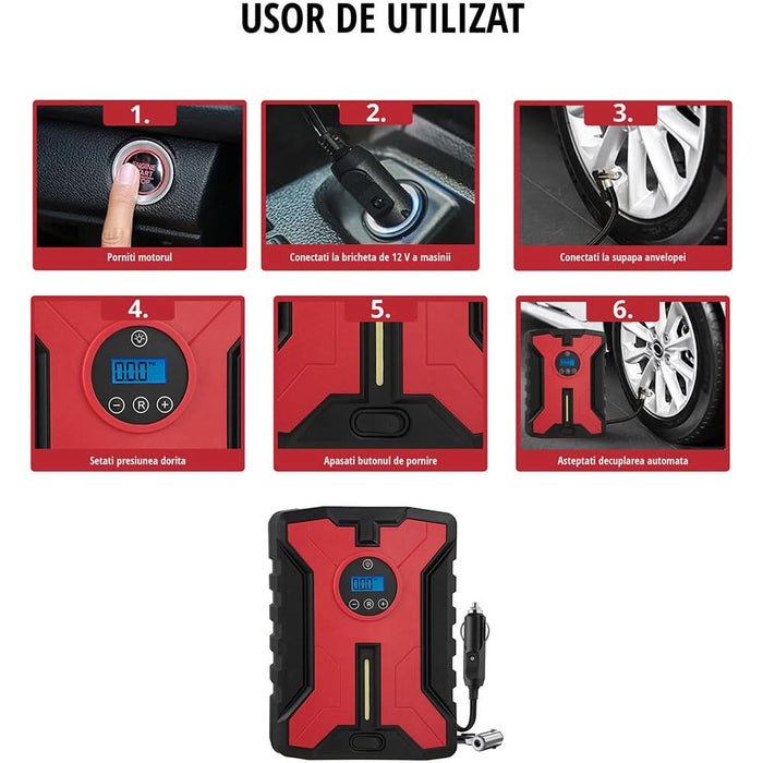 Compresor auto ROLL FAST 92919R, 10bar, 12V WALTI