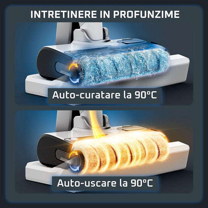 Aspirator vertical cu spalare ROWENTA X-Clean 12 GZ7257E0, 0.79l, 21.6V, autonomie max 65 min, alb WALTI